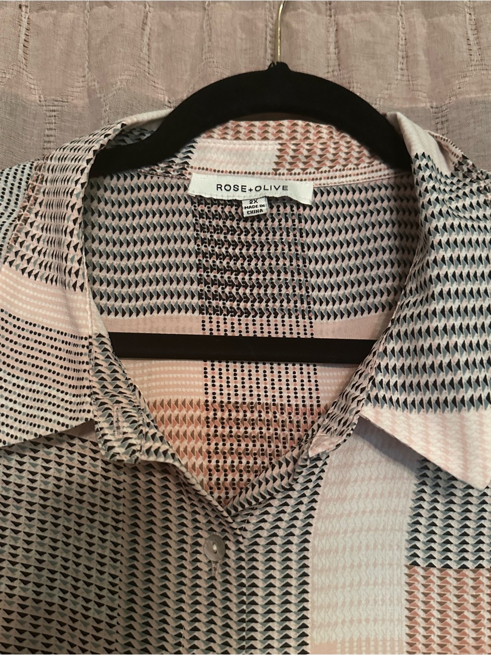 Rose & Olive Patterned Button-Down Shirt - Picture 3 of 6